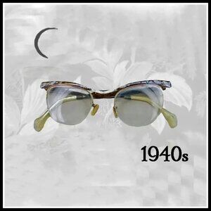 Vintage Cat Eye Glasses With Rhinestones 40s Retro Cateyes VFG